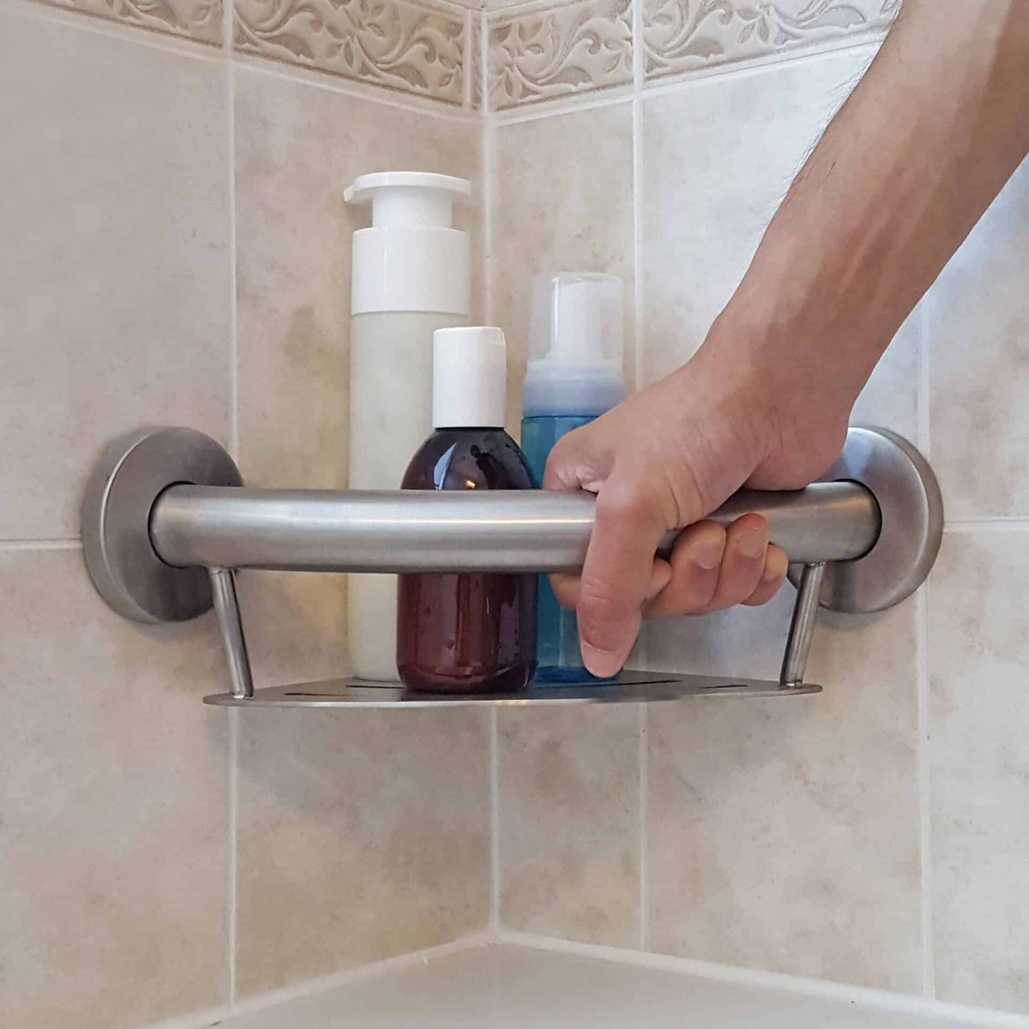 PLUS Corner Shelf + Grab Bar - $146