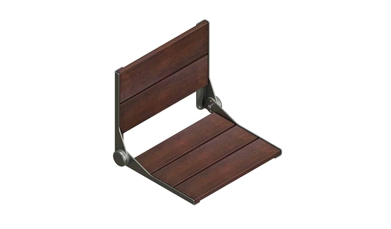Invisia™ SerenaSeat™ 2.0 Aluminum, 18" Width, Medium Stain, Matte Grey Frame - $450
